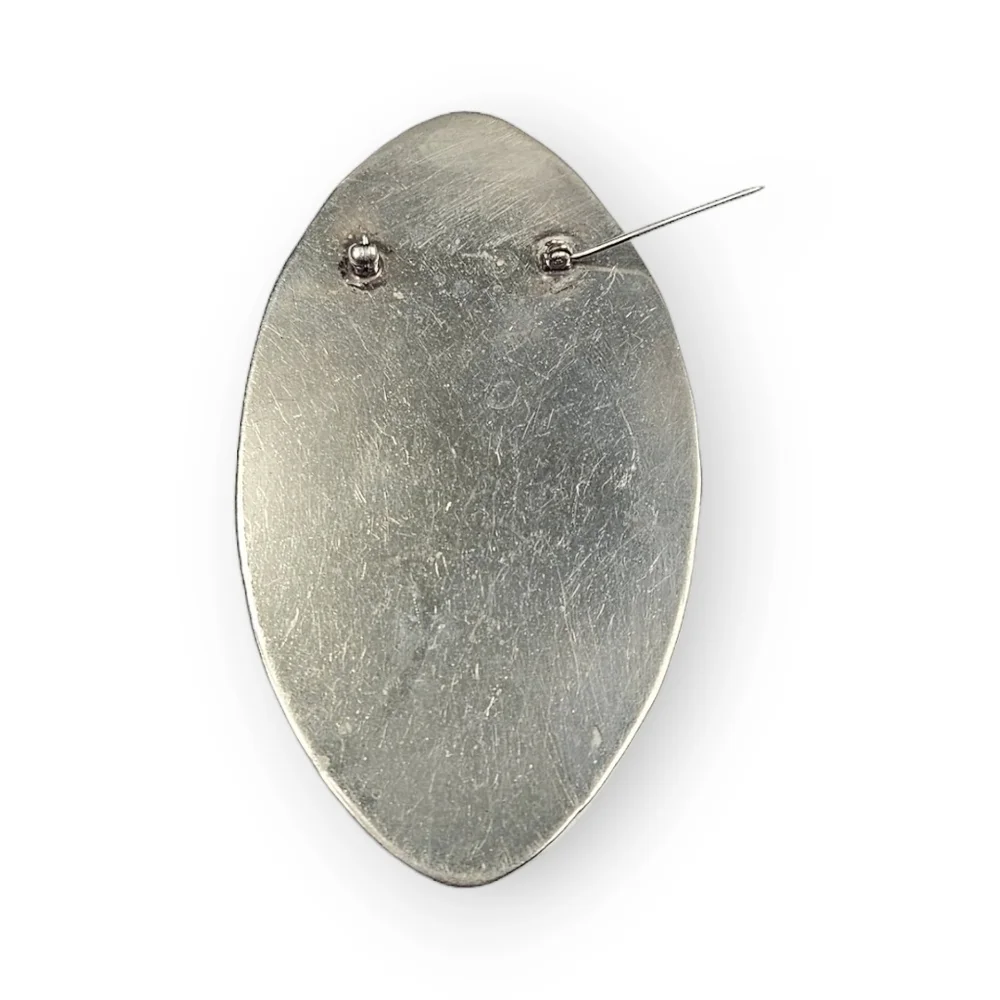 Vintage Cockatoo Brooch Brass Alpaca Silver Large Oval Tropical Bird  40s 3 3/8